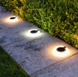 4-Pack-Round-Outdoor-Ground-Lights-Adjustable-Disk-Solar-Pathway-Lamp-300x295 Ultimate Guide to Solar Garden Decor: Brightening Your Outdoor Space